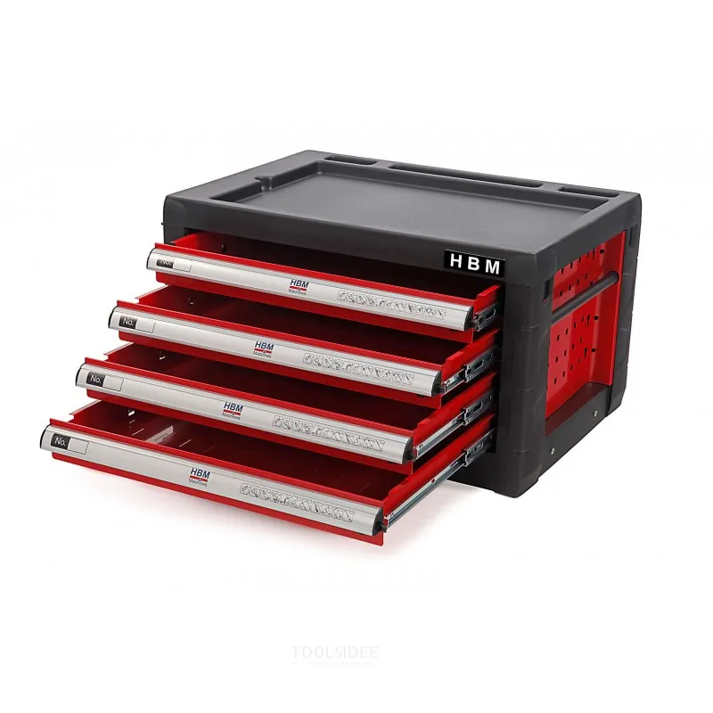 HBM Armoire à outils à 4 tiroirs - ROUGE